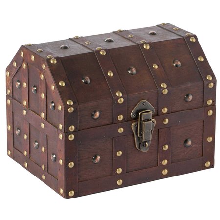 VINTIQUEWISE Black Vintage Caribbean Pirate Chest with Decorative Nailed Design QI003320